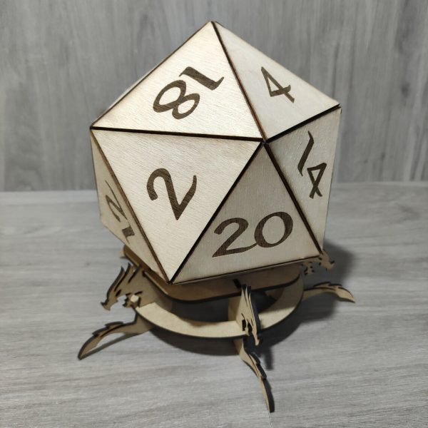 D20 dado de rol de madera